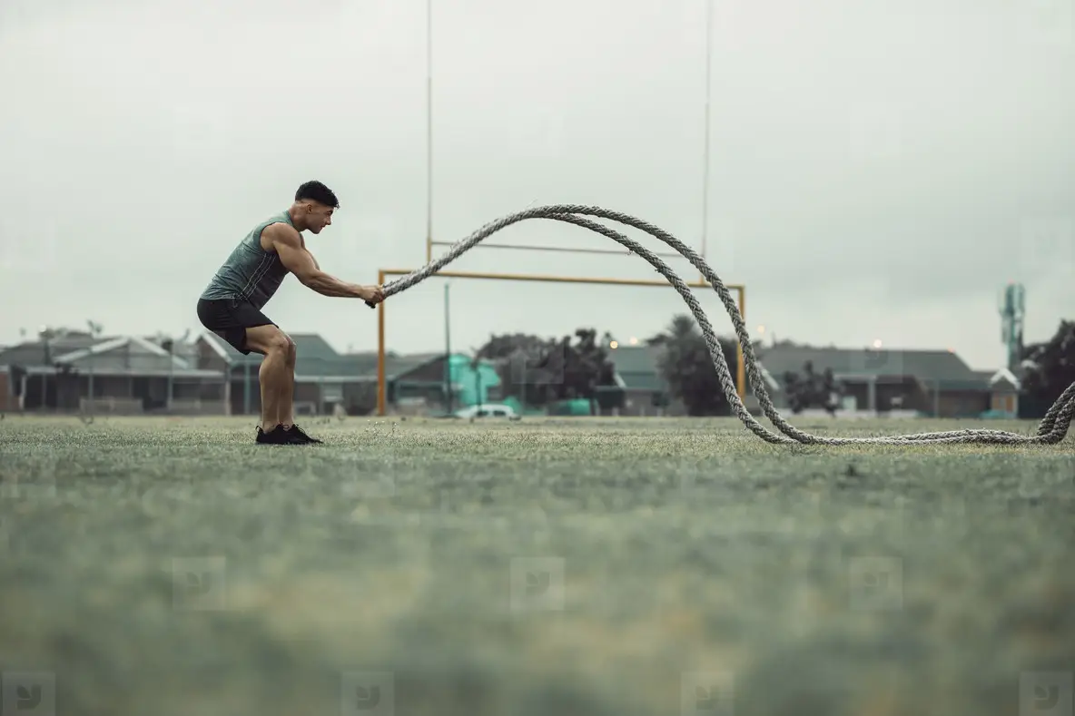 Athlete Working Out With Battle Ropes Outdoors Photo (206307) -  YouWorkForThem, image size:1184x789
