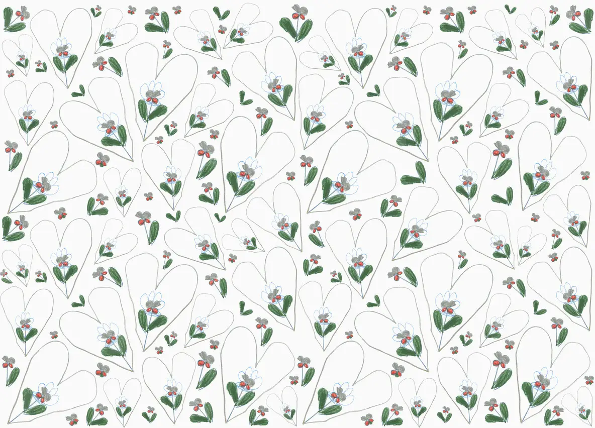 Heart And Flower Pattern On White Background Photo (213227 ...