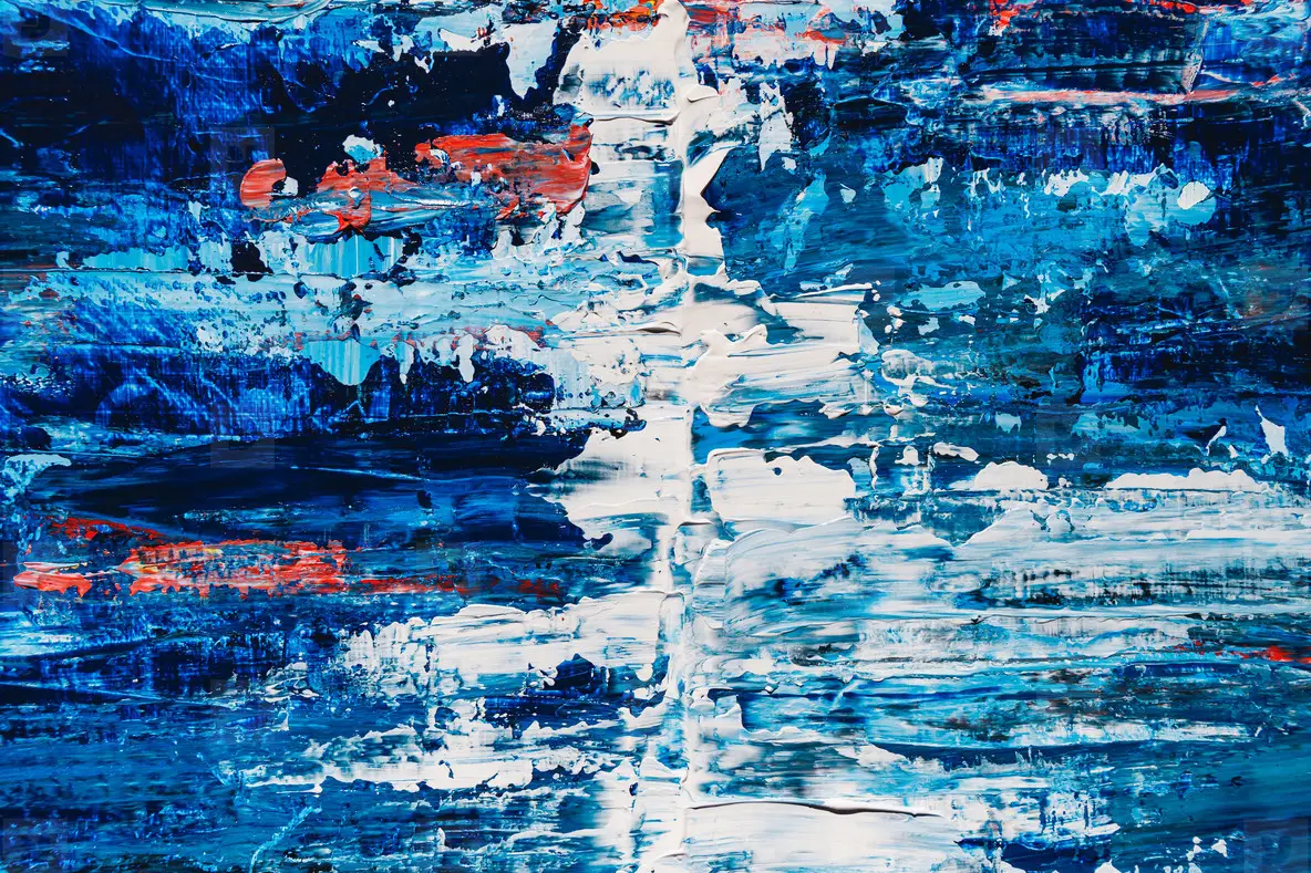 Abstract acrylic background with blue  red and white palette