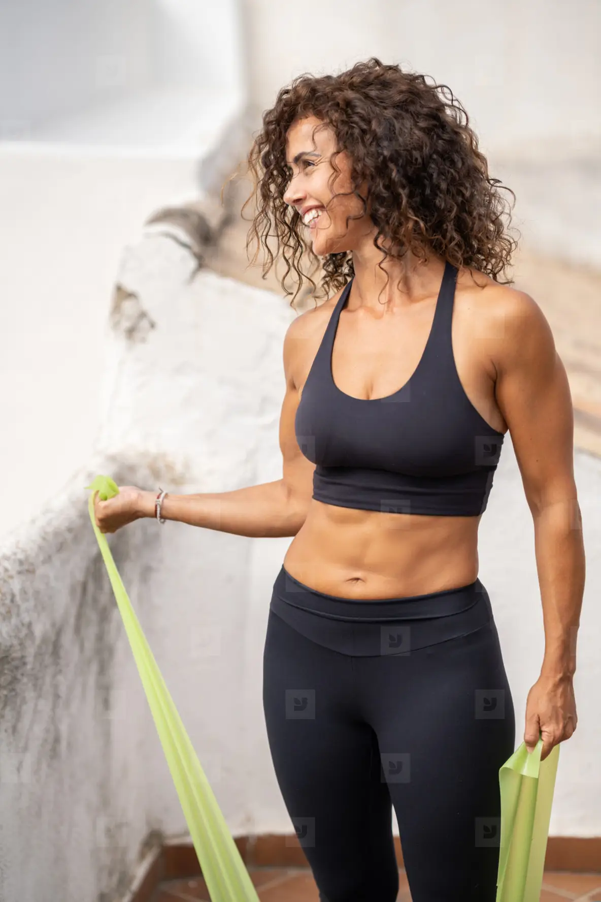Middle-aged Woman With Fitness Body Working Out On The