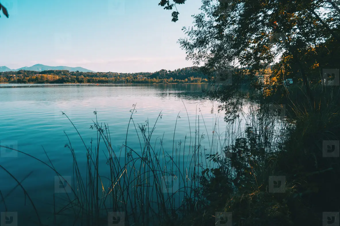 View of Banyoles Lake  in Gerona Catalonia  Spain