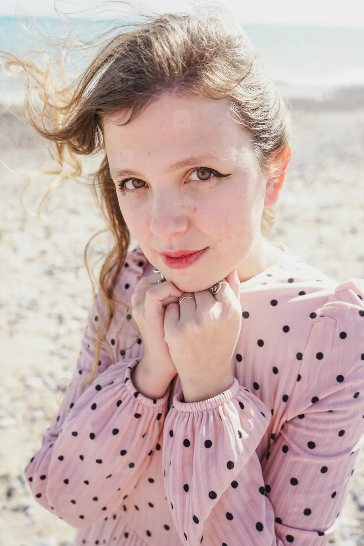 Young Woman Wearing A Pink Dress At The Beach Photo (228495 ...