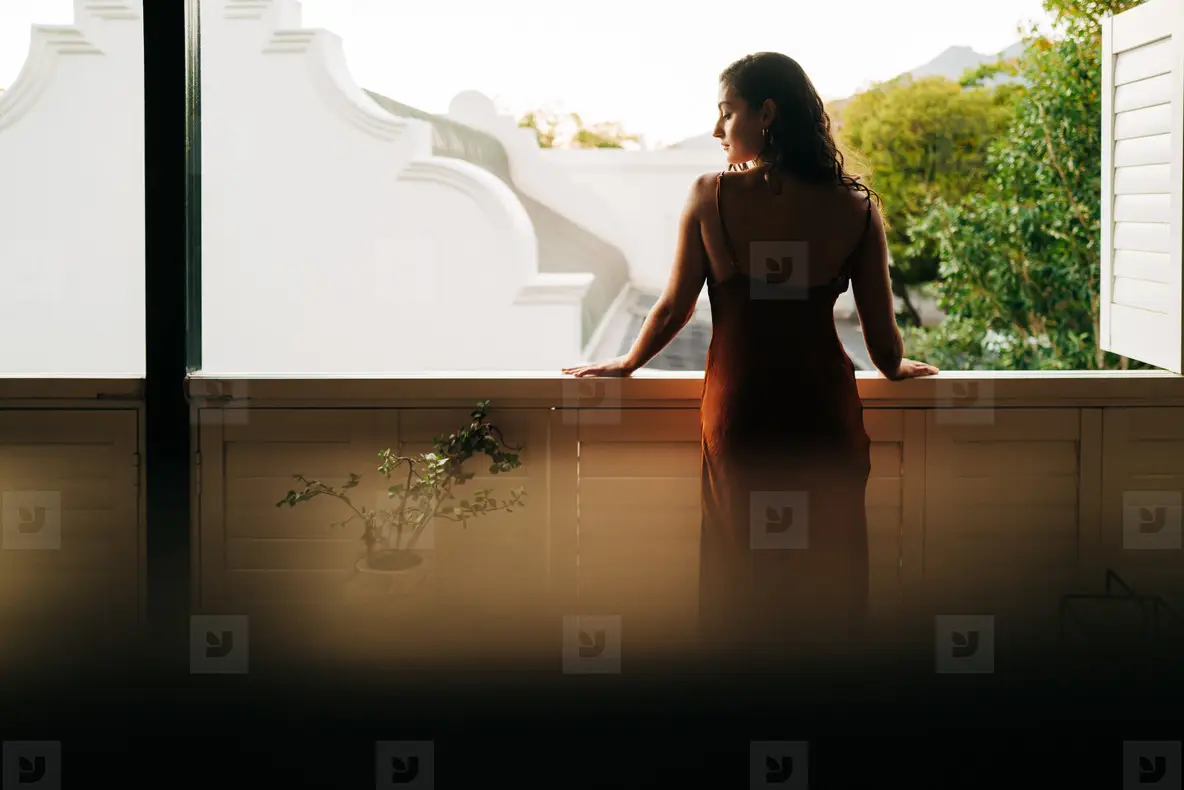 Tourist Woman Standing Outside Her Hotel Room Photo (238865 ...