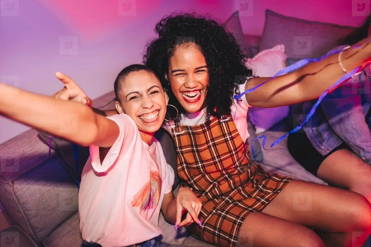 Taking A Happy Selfie At A House Party Photo (251776) - YouWorkForThem