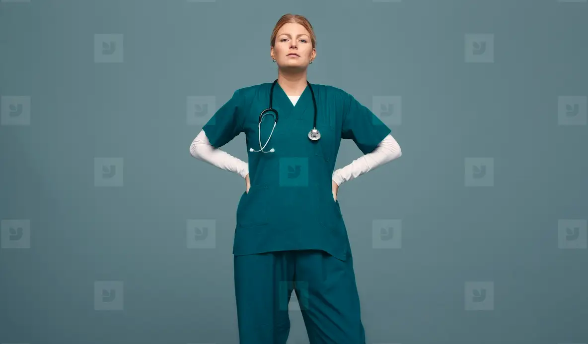 Female Doctor Wearing Green Scrubs In A Studio Photo (254464 ...