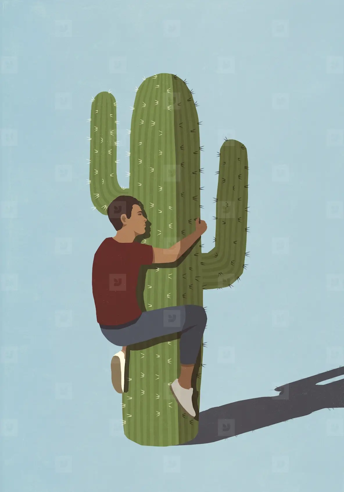 Man Hugging Spiky Cactus Photo (258305) - YouWorkForThem
