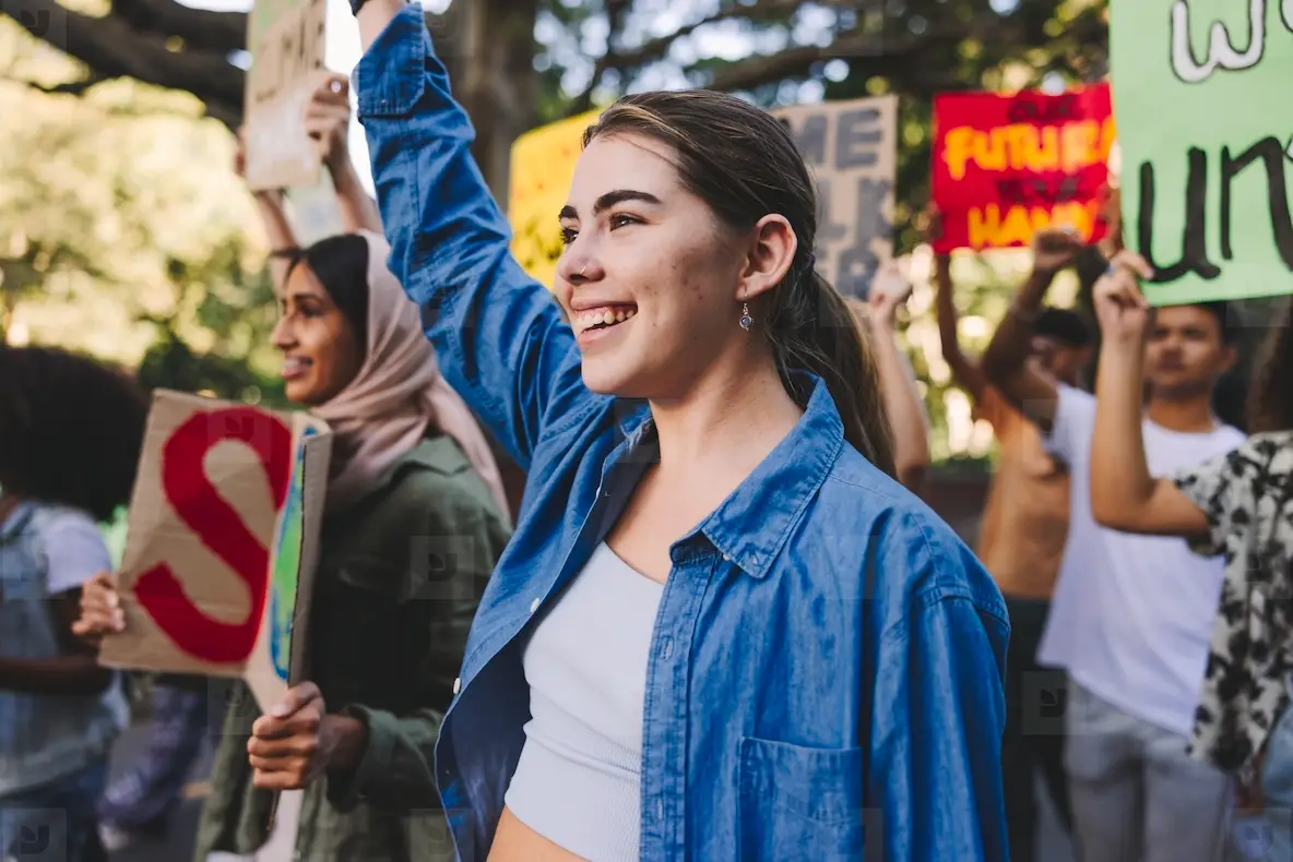 Happy Young People Standing Up Against Climate Change Photo (262816 ...