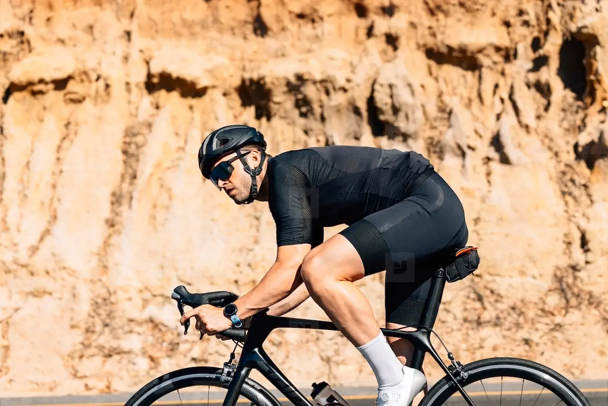 Cycle Rider Helmet Bicycle Rider In Helmet And Goggles Exercising Outdoors Photo (271579 ...