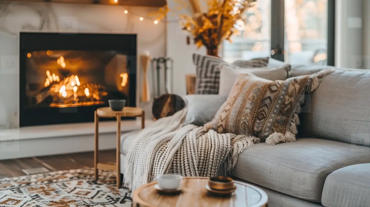 Living Room Cosy Home Blanket Mid Century Modern Geometric, Yellow