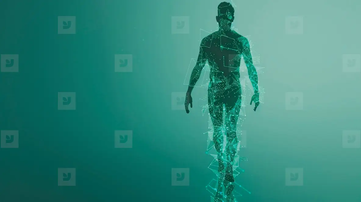 Biohacking in action human silhouette with tech enhancements health optimization clean future