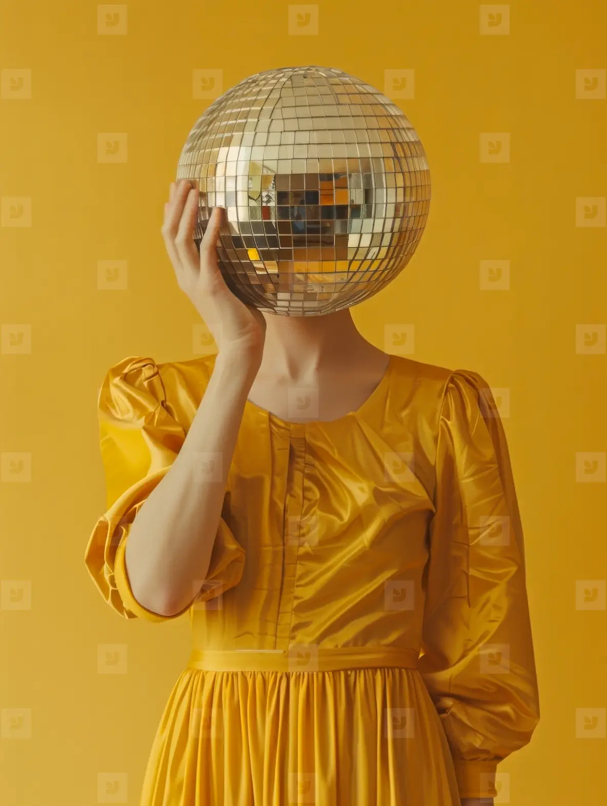 A Woman With A Disco Ball Instead Of A Head Photo (289244) - YouWorkForThem