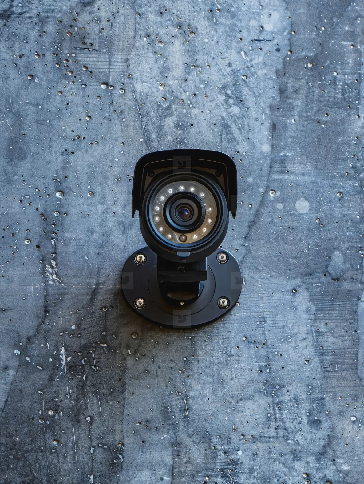 Closeup security camera on a concrete wall