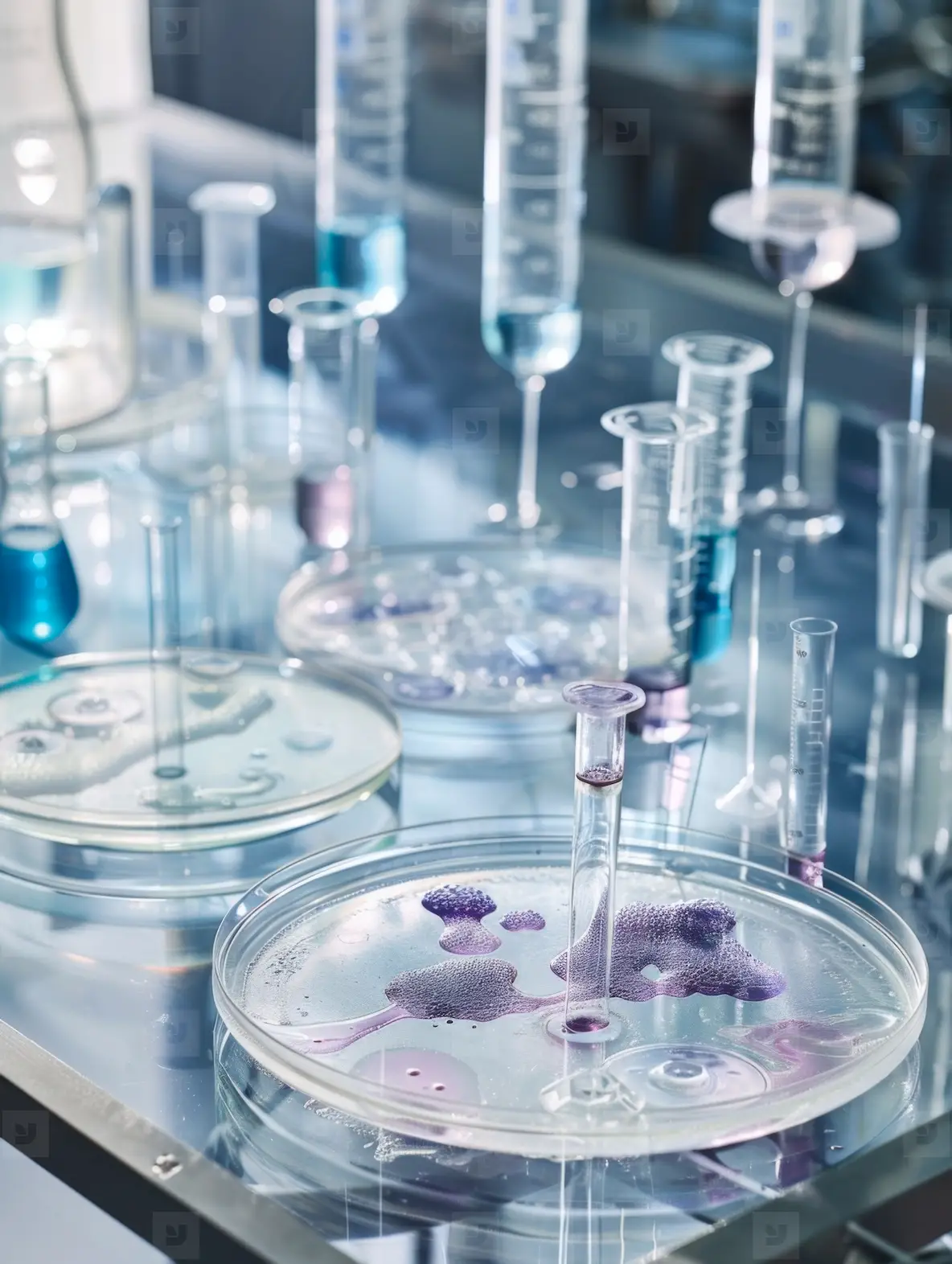 Research Medical Laboratory With Equipment, Beakers, Microscopes Photo ...