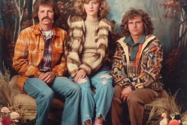 Family Portrait In Retro Style Of The 80s Photo (294687