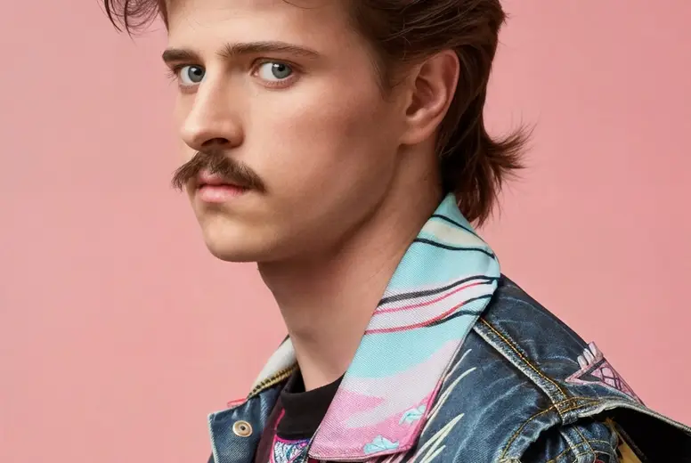 Portrait of a man in style of the 80s