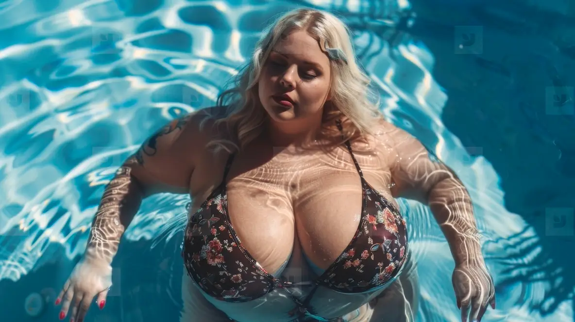 Plus size model in a swimsuit