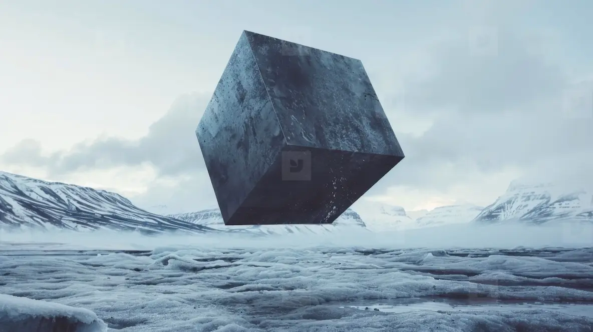 A Black Cube Floating In The Air In Surreal Word Photo (297742 ...