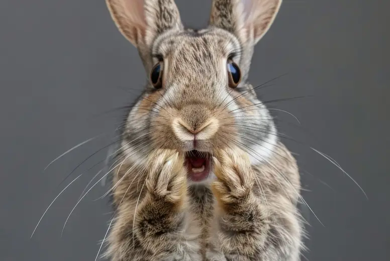 A Really Rabbit Very Surprised Rabbit With Open Mouth Photo (300783) - YouWorkForThem
