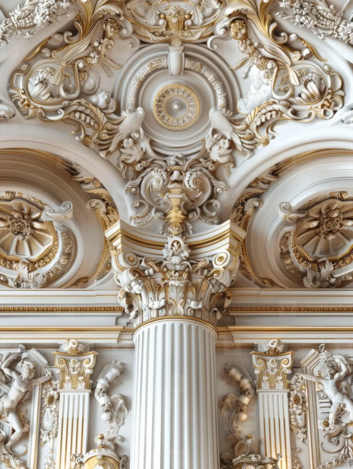 White rococo elegant all-in-one ♡アクセ♡ Relief Ornament In Rococo Style In The Palace Photo (301156