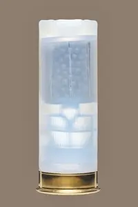 Transparent close up of 12 70 shotgun shell