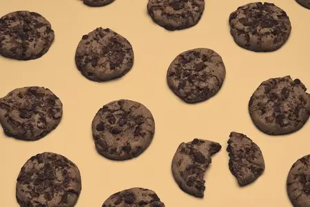 Chocolate chip cookies flat lay