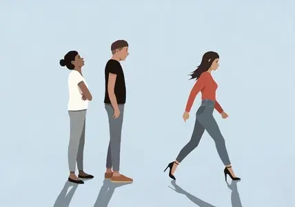 Angry girlfriend watching boyfriend staring at beautiful woman walking