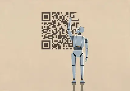 Humanoid robot drawing QR code