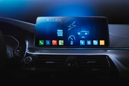 Electric car display screen that is showing the display of elect