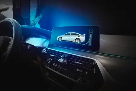 Electric car display screen that is showing the display of elect