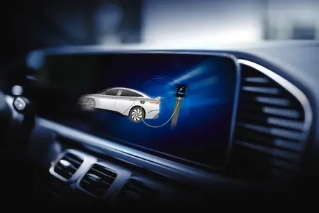 Electric car display screen that is showing the display of elect
