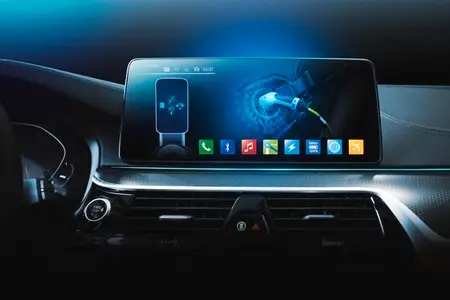 Electric car display screen that is showing the display of elect