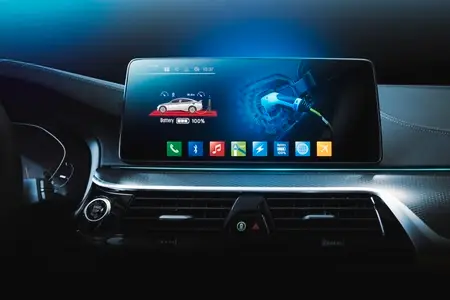 Electric car display screen that is showing the display of elect