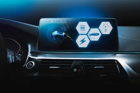 Electric car display screen that is showing the display of elect