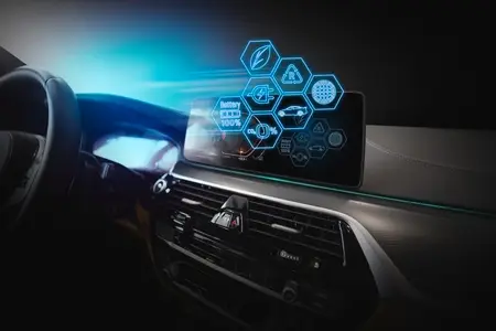 Electric car display screen that is showing the display of elect