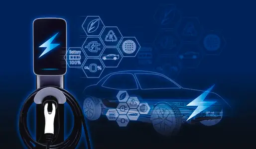 Concept of Power cable pump plug in charging power to electric v