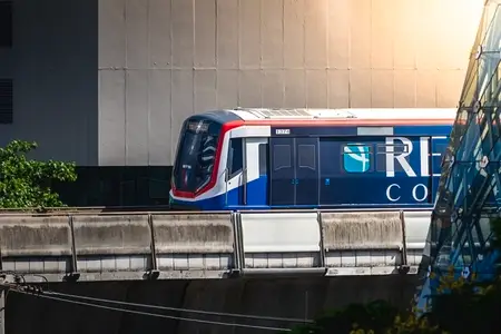 Bangkok  Thailand   April 20  The BTS Skytrain is entering Chon