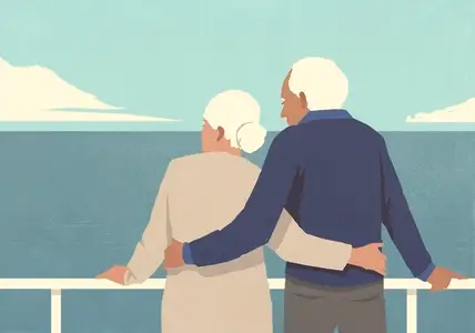 Affectionate senior couple enjoying retirement travel