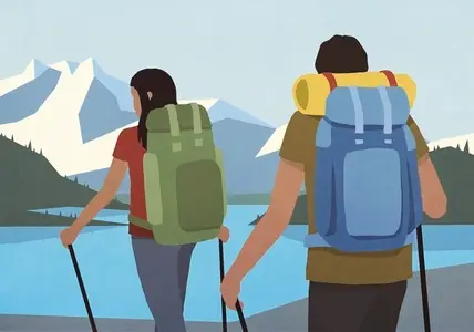 Couple backpacking getting away from it all