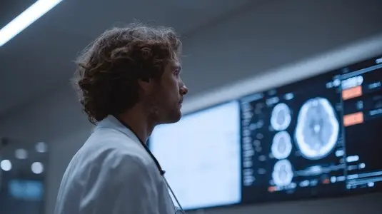 Doctor healthcare consulting patient AI powered hospital technology