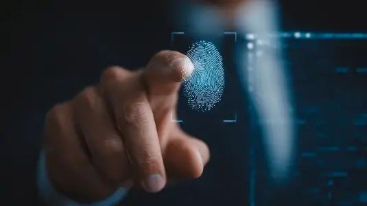 Biometric  fingerprint  authentication  security  technology Business professional using