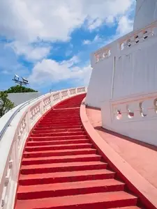 The red staircase leading up and down Golden mountain  Phu Khao