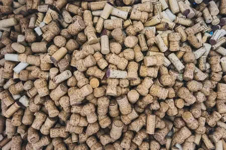 Full frame view from above pile of various wine corks