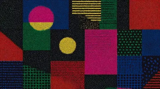 High contrast geometric patterns vivid colors create dynamic visual experience  vibrant shapes and textures evoke sense