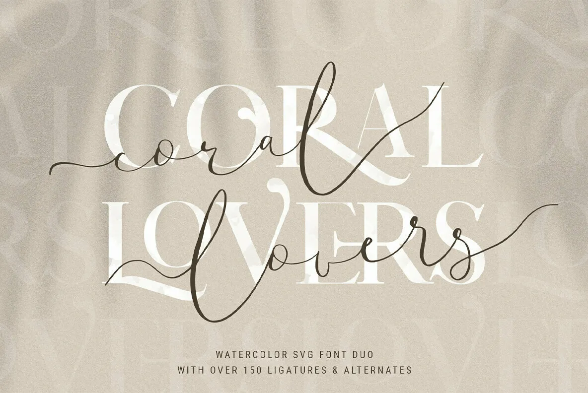 Coral Lovers SVG Watercolor Font Duo