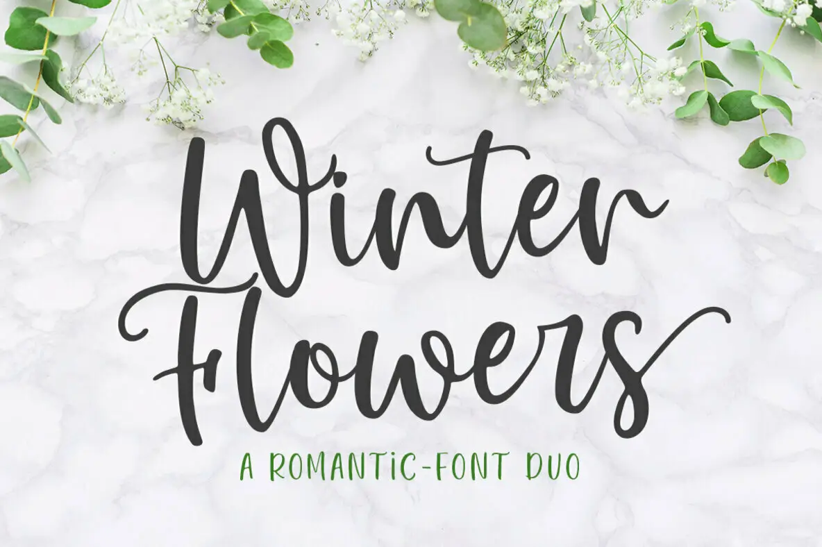 Winter Flowers Font Duo