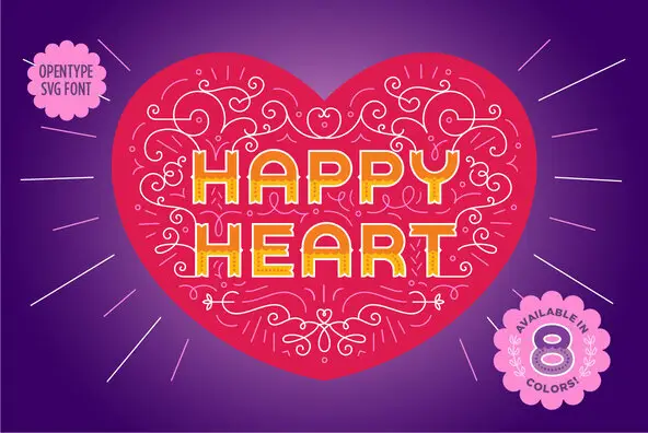 Happy Heart SVG Font Font