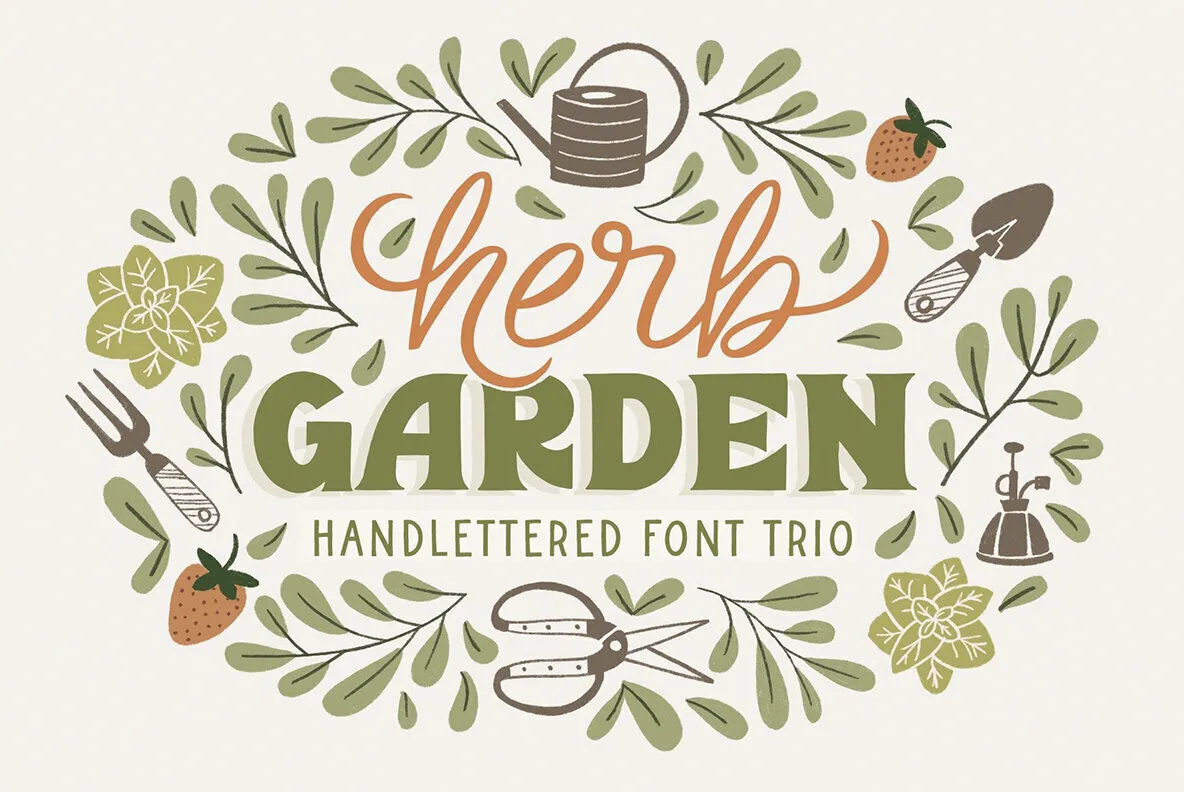 Herb Garden Font Trio