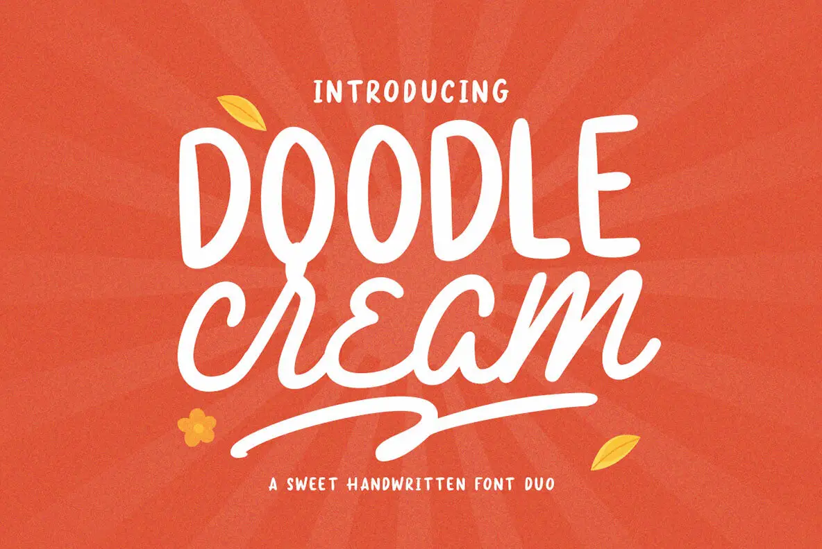 Cream Color Lettering Doodle Cream Font - YouWorkForThem
