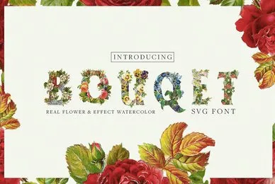 Bouquet Flower  Watercolor SVG Font