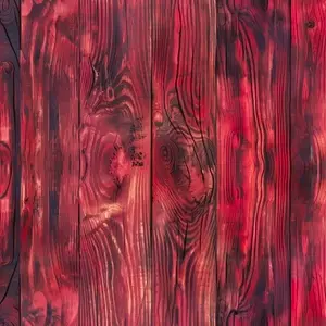 Seamless red stained wooden planks with a textured surface